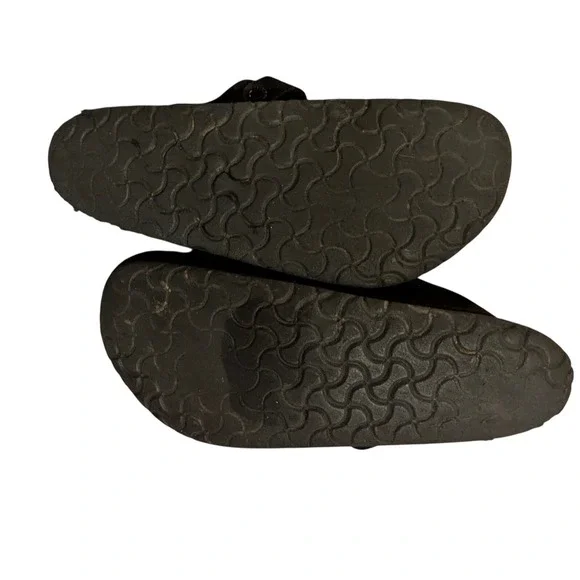 Birkenstock Black Suede Boston Style Buckle Clogs Broken in Footbed Comfort Shoe - Picture 6 of 7